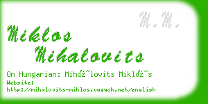 miklos mihalovits business card